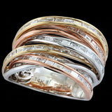 Effy Diamond and 14K White, Yellow, and Rose Gold Bypass Ring