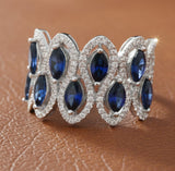 Effy Sapphire, Diamond and 14K White Gold Double Row Ring