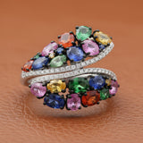 Effy Multi Color Sapphire, Diamond and 14K White Gold Bypass Ring