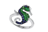 Effy Collection - Sapphire Diamond Tsavorite Seahorse Ring 15193