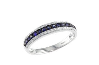 Effy Sapphire, Diamond and 14K White Gold Band
