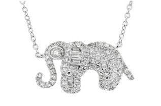 Effy Diamond and 14K White Gold Elephant Necklace