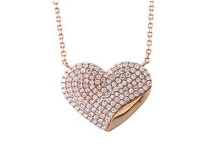 Effy Diamond and 14K Rose Gold Heart Shape Necklace