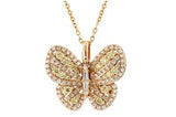 Effy Collection - White and Yellow Diamond Butterfly Pendant w/ Chain 15215