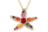 Effy Collection - Multi Color Sapphire 1.75 cttw and Diamond Starfish Pendant w/ Chain 15216