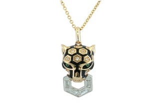 Effy Collection - Diamond and Emerald Panther Pendant w/ Chain 15218