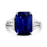 Estate Fine 7.72 ct Sapphire (AGL) Diamond Platinum 3-Stone Ring 15532