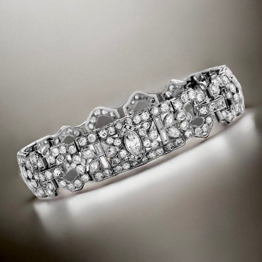 Estate - Art Deco 9.50 cttw Diamond Platinum Bracelet 15403