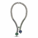 Estate Italian Designer R.C.M. Of Valenza - Diamond Sapphire Emerald Necklace 15685