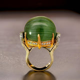 Estate Custom Made "Design Award Winner" 61.48 ct Cats Eye Tourmaline & Diamond Platinum / 18K Yellow Gold Ring 15071