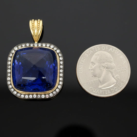 Estate 53.20 ct Tanzanite Sugarloaf & Diamond Pendant 15767