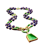 Vintage David Webb 1145cttw Lapis, Green Enamel 18Kt Yellow Gold 34" Necklace