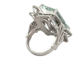 Estate Aquamarine and Diamond Platinum Ring