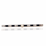 Diamond, Sapphire and Pearl 18K Yellow Gold Brooch