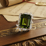 Estate Green Tourmaline and Diamond Platinum Ring