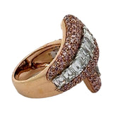 Estate Italian Designer Ambrosi 3.50 cttw Diamond & 1.50 cttw Natural Fancy Pink 18K Rose Gold Bypass Ring 15031