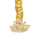 Italian Modern 1980's 18K Yellow God 15.00 cttw Yellow Sapphire, Emerald and Diamond Monkey on Palm Tree Brooch