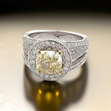 Estate Designer Michael M. 2.14 ct Natural Fancy Dark Grey-Greenish Yellow (GIA) Diamond Ring 14742