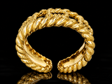 Estate David Webb Wide Black Enamel 18kt Yellow Gold Bangle
