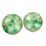 Estate Carved Jade & 14K Yellow Gold Cuff Links 30mm 13776