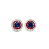 Diamond Ruby and Sapphire 18K White Gold Earrings