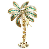 Italian Modern 1980's 18K Yellow God 15.00 cttw Yellow Sapphire, Emerald and Diamond Monkey on Palm Tree Brooch
