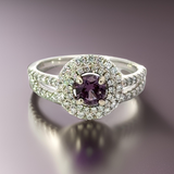 HMA Creation Amethyst and Diamond Bridal Set Ring 14871