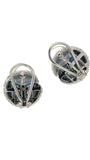 Estate 5.74 cttw Blue Sapphire & Diamond Button Earrings 18K White Gold 15008