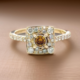 Leo Schachter .76 cttw Diamond Ring Natural Fancy Orange Center 14877