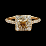 Leo Schachter .76 cttw Diamond Ring Natural Fancy Orange Center 14877