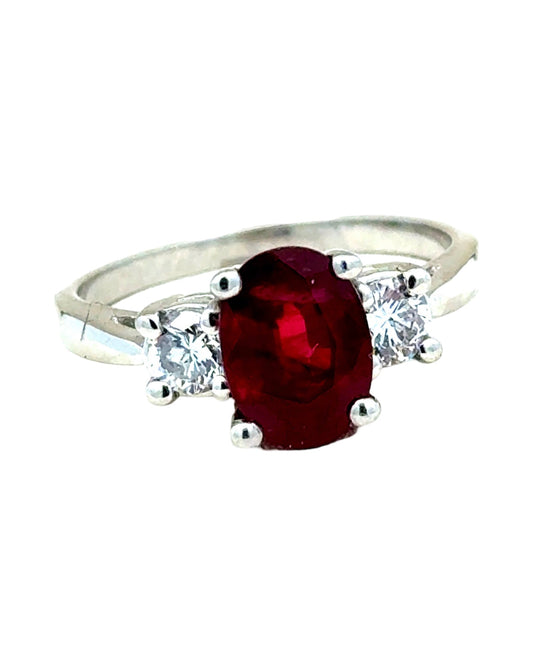 Estate 2.5 ct Fine Madagascar Ruby (GIA) Diamond Platinum Ring 15480