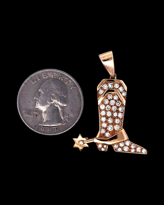 Estate Texas 1.35 cttw Diamond 14K Yellow Gold Boot Pendant 15465