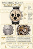 Estate Breitling No. 815 Long Playing Collector's Watch 52 Hour Power Reserve. Rare Circa 1970 (Black Leather Strap)