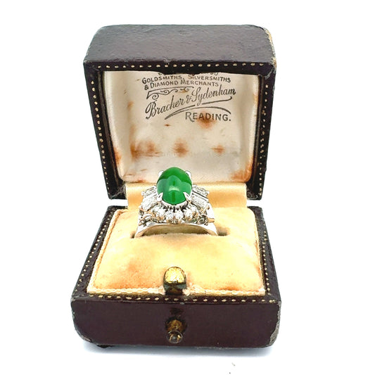 Estate 2.00 ct Jadeite Diamond Platinum Ring 14820