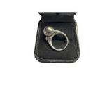 Estate 12.5 mm Tahitain Pearl Diamond Platinum Ring 14261