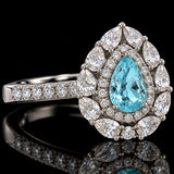 Designer M.C. Marchisio Natural Paraiba Tourmaline & Diamond 18KT White Gold Ring