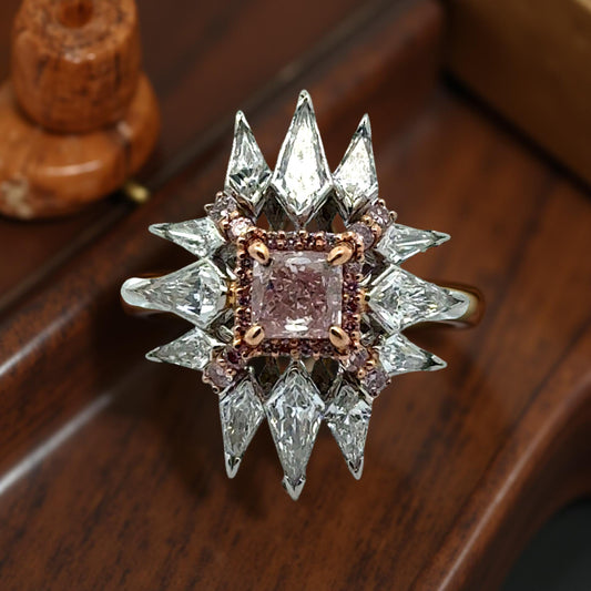 J.E. Caldwell Natural Fancy Pink Diamond and White Diamond Platinum Ring