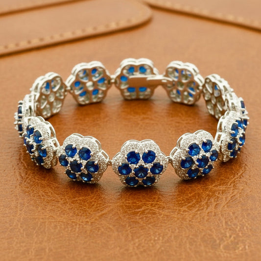 Designer Sapphire and Diamond 18K White Gold Bracelet