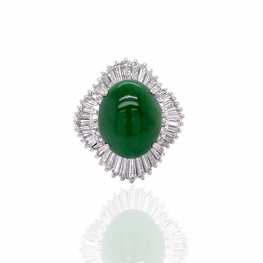 Estate 5.05 ct Jade and Diamond Platinum Ring 12000