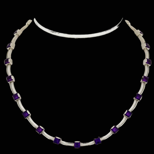 Italian Designer 20.00cttw Amethyst 18K White Gold Necklace