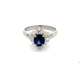 Estate .70 ct Oval Sapphire Diamond Platinum Ring 14817