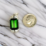 Estate 10.07 ct Vivid Green Tourmaline  & Diamond Platinum Pendant 15072