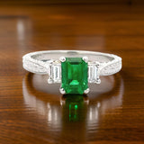 Designer Tacori Lab Emerald and Natural Diamond Ring 14855