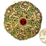 Estate Of Iconic Music Composer Earle & Eliose Sidwel Hagen C1890 Emerald Diamond Brooch/Pendant 14096