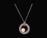 Designer MIMI 18K White Gold Freshwater Pearl and Diamond Necklace 09064