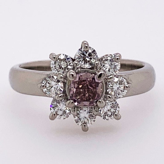 Estate Natural Fancy Brown Pink Diamond Platinum Ring (GIA) 15028