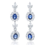 Estate 6.0 cttw Sapphire 7.0 cttw Diamond Platinum Dangle Earrings 15544