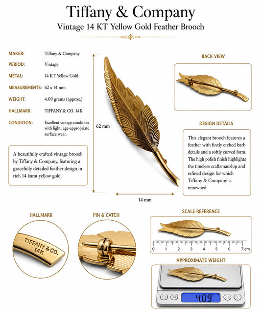 Vintage Tiffany & Co. 14Kt Yellow Gold Leaf Brooch