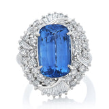 Estate Sri lanka 8.09 ct Sapphire (GIA Heat) Diamond Platinum Ring 15075