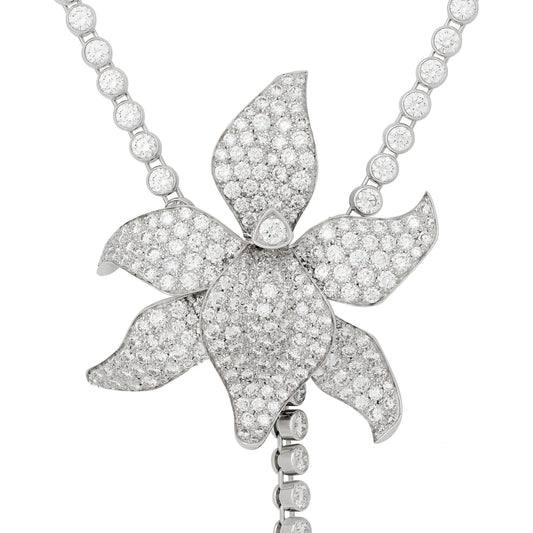 Cartier Caresse De Orchide Diamond and Rubellite Adjustable Platinum Necklace